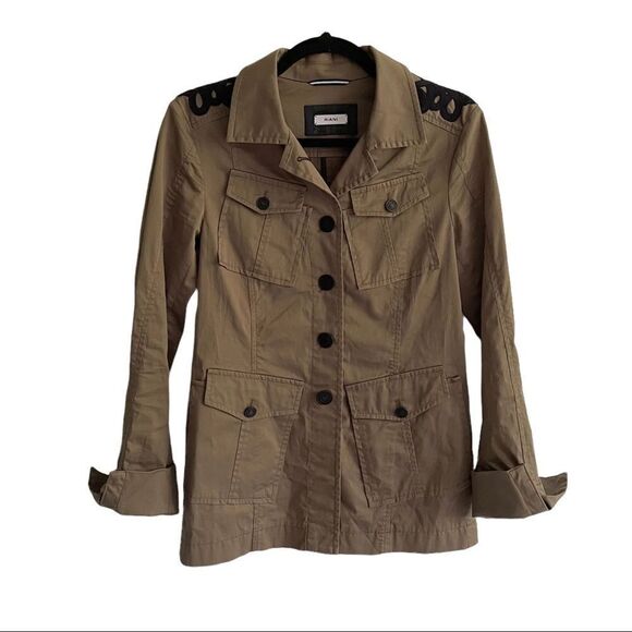 RIANI Cotton Military Army Jacket Green Black 2 - Picture 1 of 8